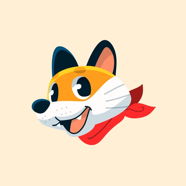 Ilustración de cara de zorro de dibujos animados de diseño plano