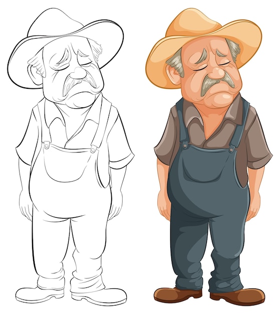 Ilustración del carácter triste del granjero