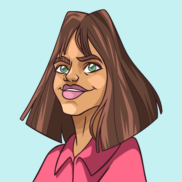 Ilustración de caricatura dibujada a mano de mujer