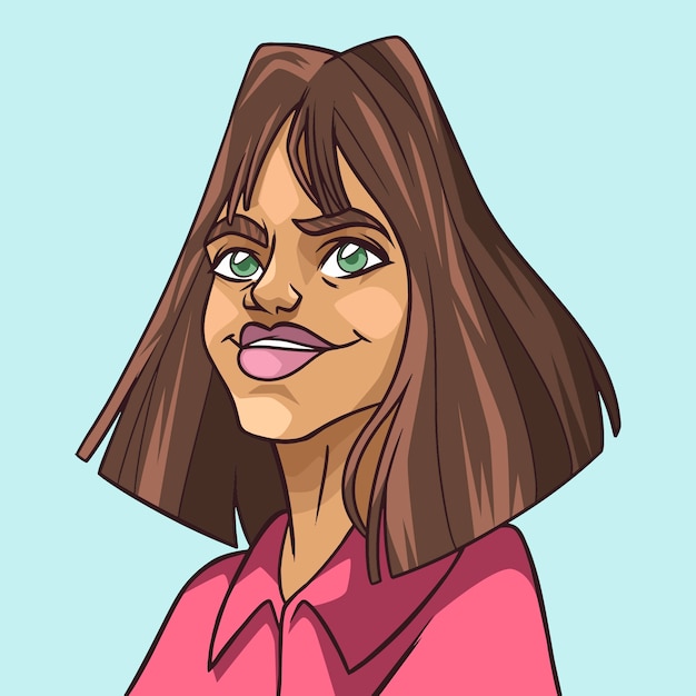 Ilustración de caricatura dibujada a mano de mujer