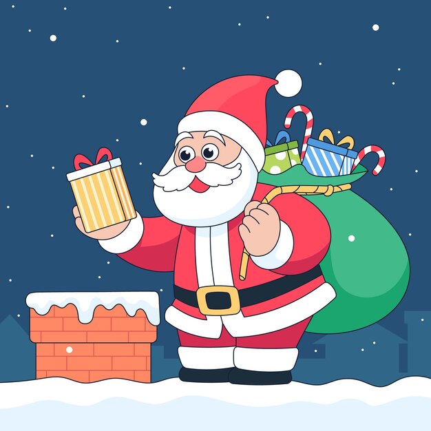 Ilustración de la caricatura de Santa Claus dibujada a mano