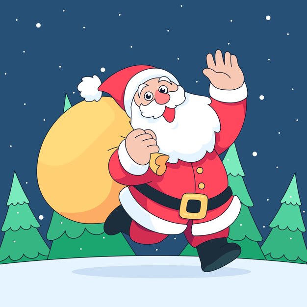 Ilustración de la caricatura de Santa Claus dibujada a mano