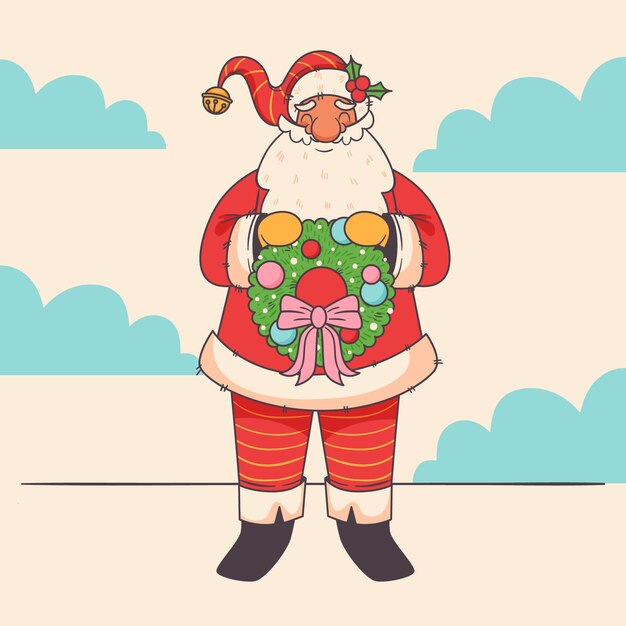 Ilustración de la caricatura de Santa Claus dibujada a mano
