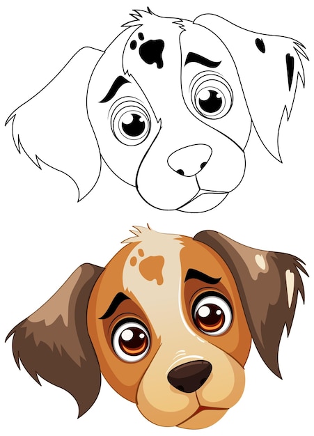 Vector gratuito ilustración de caricaturas con caras de cachorros