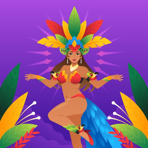 Ilustración de carnaval brasileño degradado