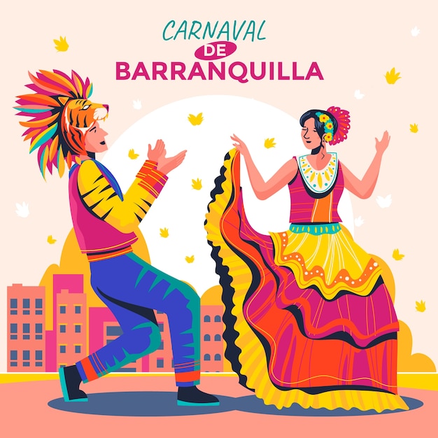 Ilustración del carnaval plano de Barranquilla