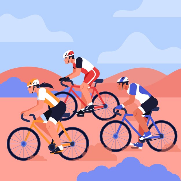 Ilustración de carrera de bicicleta de diseño plano