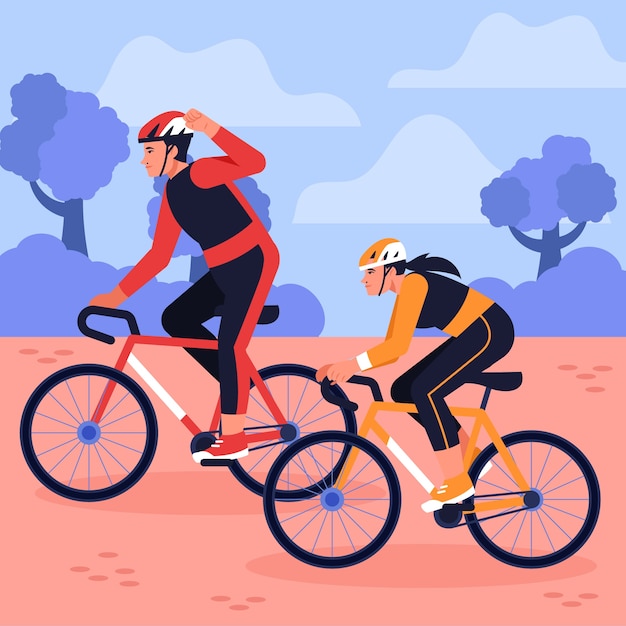 Vector gratuito ilustración de carrera de bicicleta de diseño plano