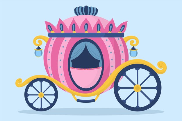 Ilustración de carro de cuento de hadas rosa