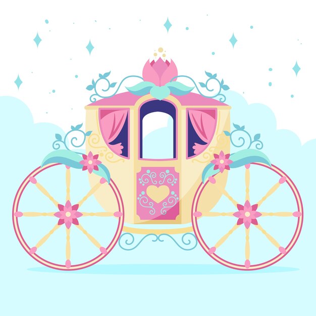 Ilustración de carro mágico de cuento de hadas