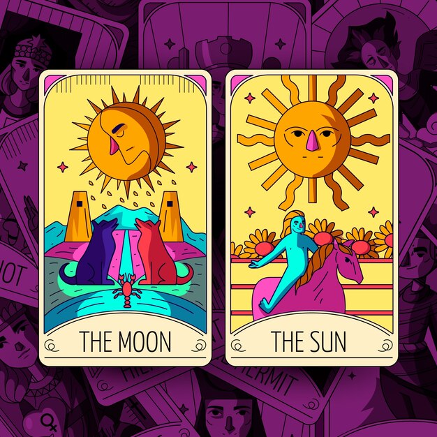 Ilustración de cartas de tarot dibujadas a mano