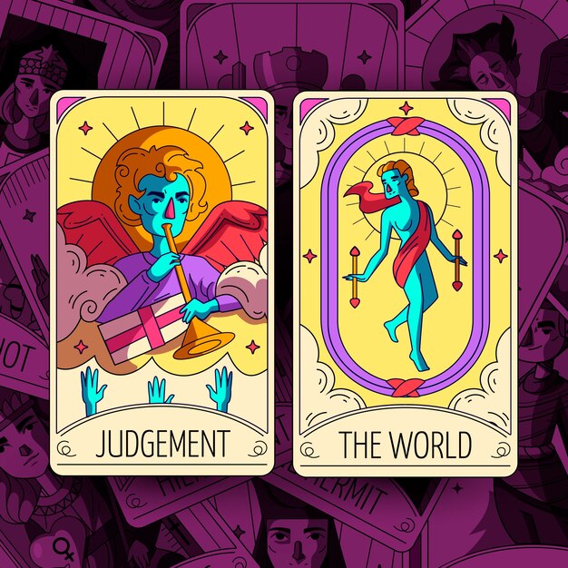 Ilustración de cartas de tarot dibujadas a mano
