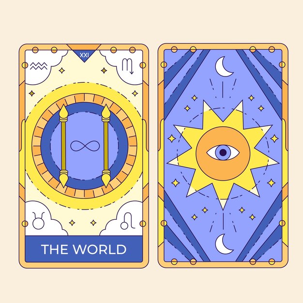 Ilustración de cartas de tarot dibujadas a mano