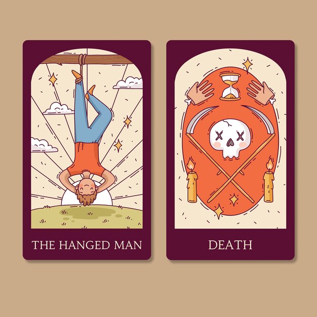 Ilustración de cartas de tarot dibujadas a mano