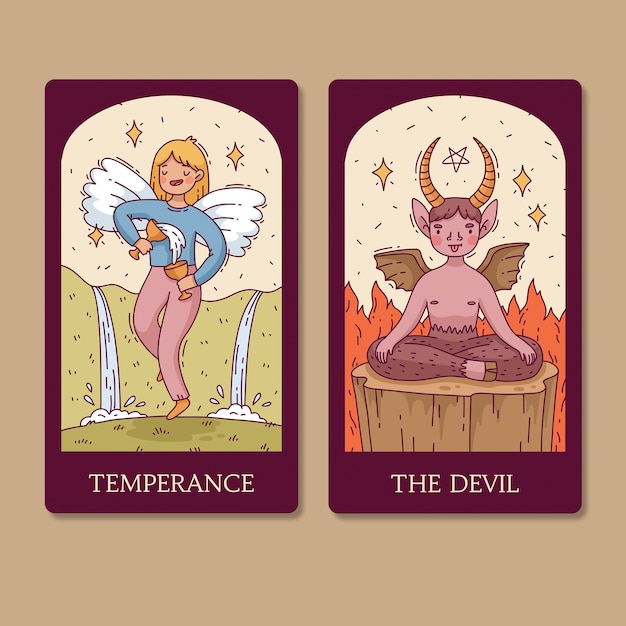 Ilustración de cartas de tarot dibujadas a mano