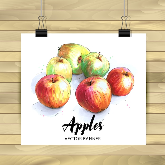 Vector gratuito ilustración de cartel de manzanas