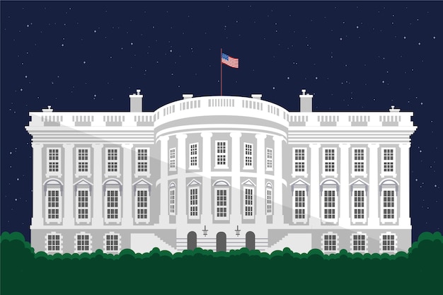 Ilustración de la casa blanca en diseño plano