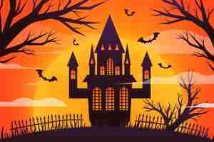 Vector gratuito ilustración de casa de halloween degradado