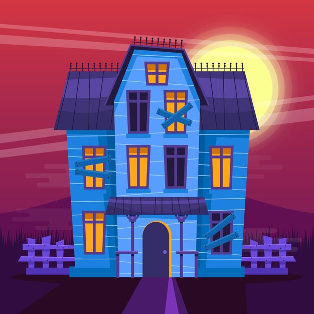 Ilustración de casa de halloween plana