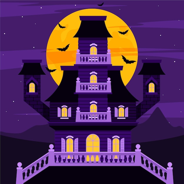 Vector gratuito ilustración de casa de halloween plana