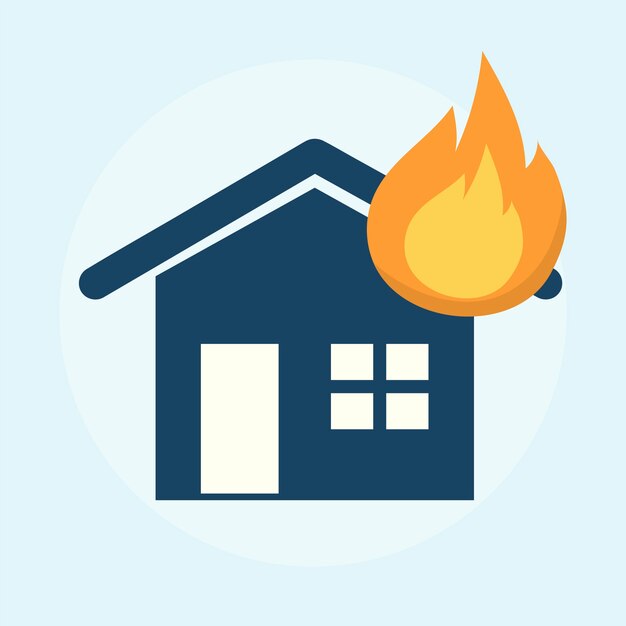 Ilustración de una casa en llamas