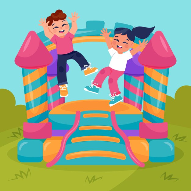 Ilustración de casa de rebote dibujada a mano