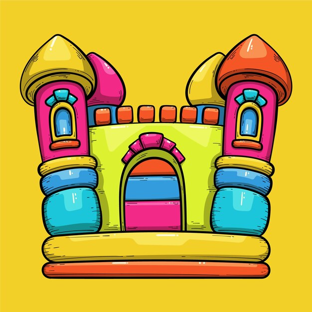 Ilustración de casa de rebote dibujada a mano