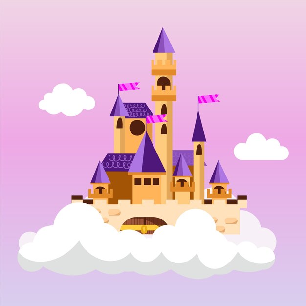 Ilustración del castillo creativo de cuento de hadas