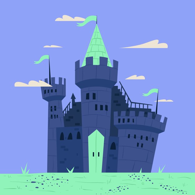 Ilustración del castillo de cuento de hadas