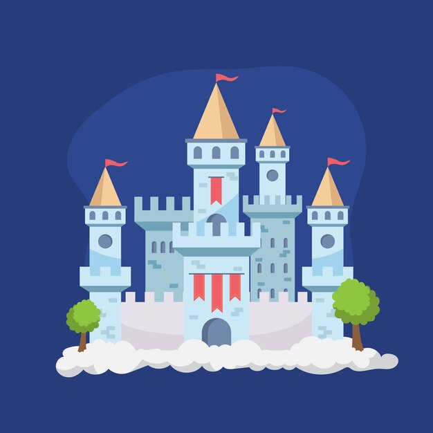 Ilustración del castillo de cuento de hadas
