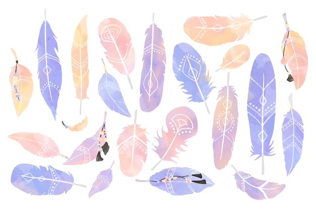 Ilustración del cazador de sueños decorado con plumas