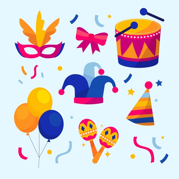 Ilustración de celebración de carnaval plano