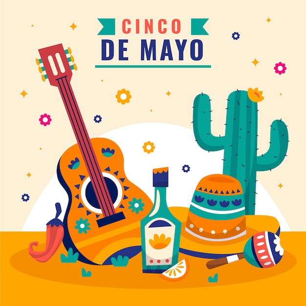 Vector gratuito ilustración para la celebración del cinco de mayo.