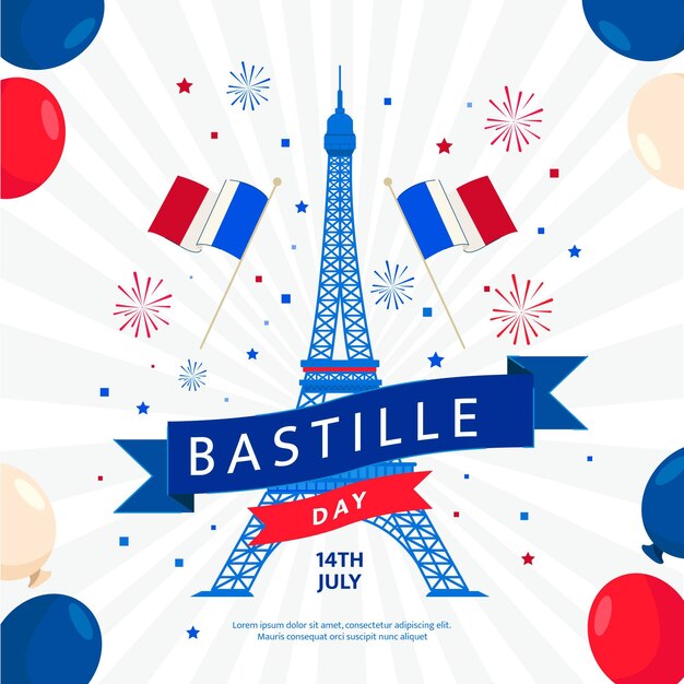Ilustración de celebración del día de la bastilla