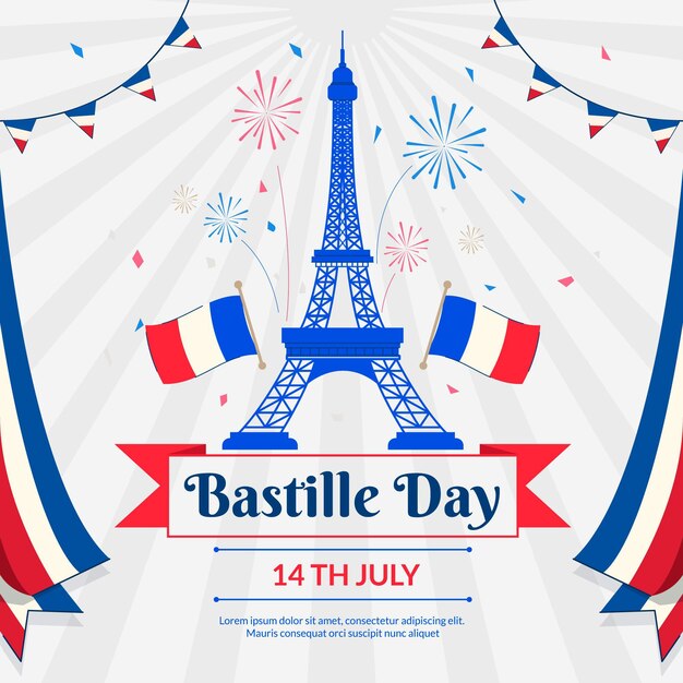 Ilustración de celebración del día de la bastilla