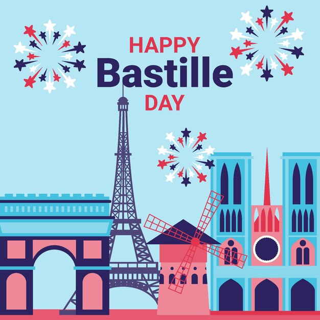 Ilustración de celebración del día de la bastilla