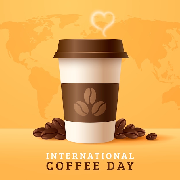 Vector gratuito ilustración para la celebración del día internacional del café.