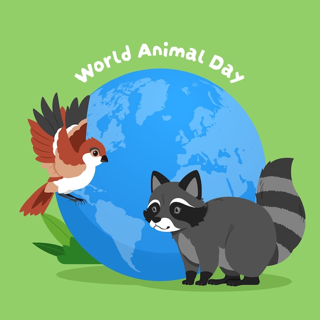 Vector gratuito ilustración para la celebración del día mundial de los animales.