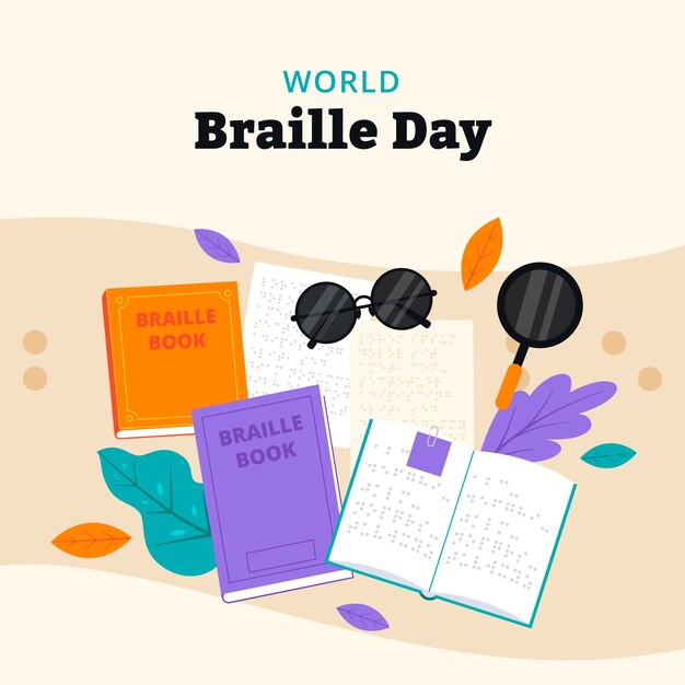 Vector gratuito ilustración de celebración del día mundial braille plano