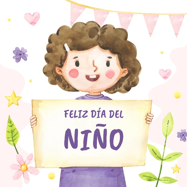 Vector gratuito ilustración para la celebración del día del niño en español.