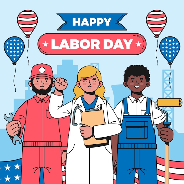 Ilustración para la celebración del día del trabajo de nosotros.