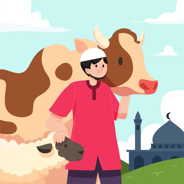 Vector gratuito ilustración de celebración de eid al-adha