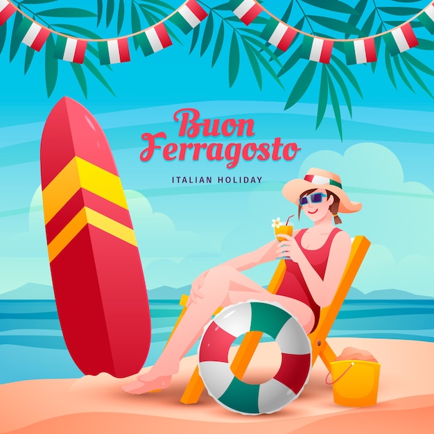 Vector gratuito ilustración para la celebración del ferragosto italiano