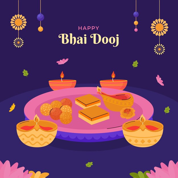 Ilustración de celebración del festival bhai dooj plano