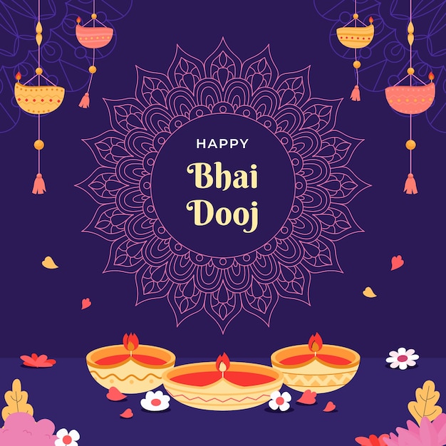 Vector gratuito ilustración de celebración del festival bhai dooj plano