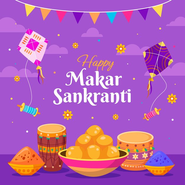Ilustración para la celebración del festival de Makar Sankranti