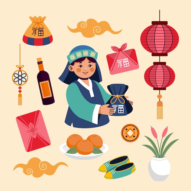 Ilustración de celebración del festival seollal