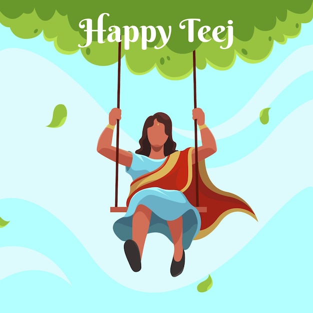 Ilustración de celebración del festival teej