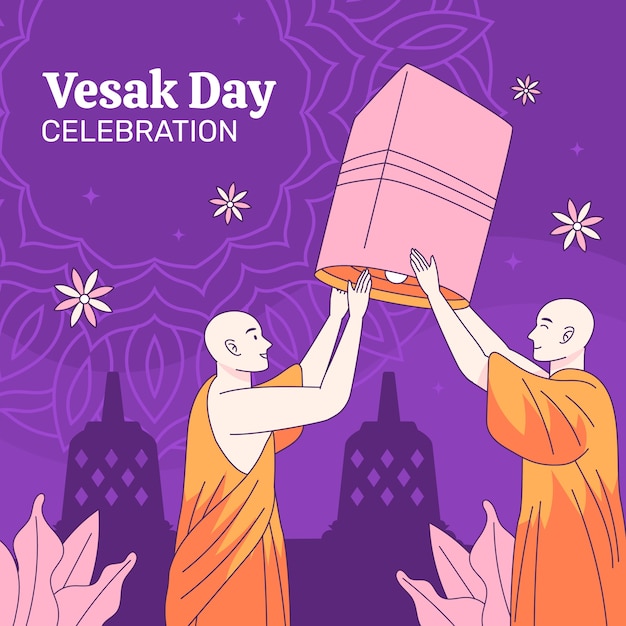 Vector gratuito ilustración para la celebración del festival de vesak