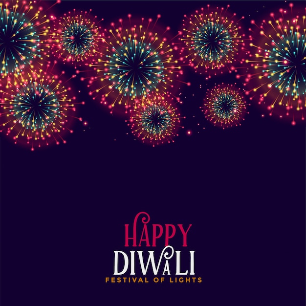 Ilustración de celebración de fuegos artificiales coloridos diwali feliz